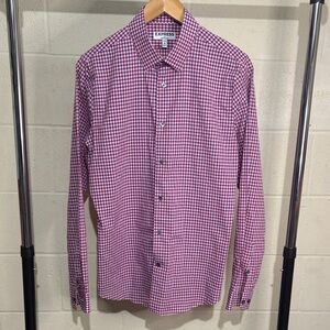Express Mens extra slim medium Purple and pink Checkered dress shirt button down